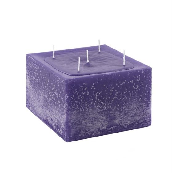 CANDLE RUSTIC SQUARE LILAC