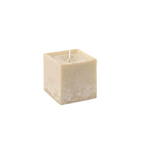 CANDLE RUSTIC SQUARE IVORY