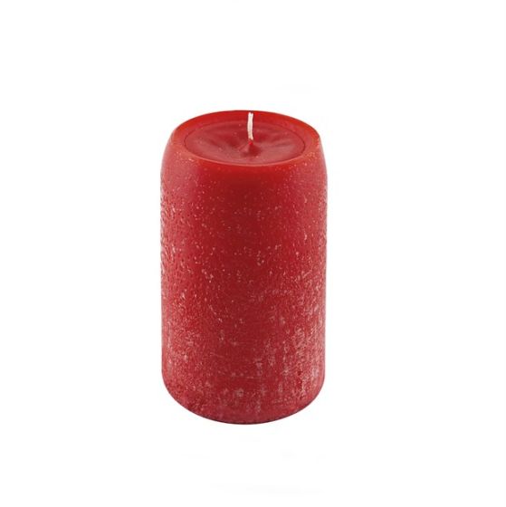 CANDLE RUSTIC ROUND RED