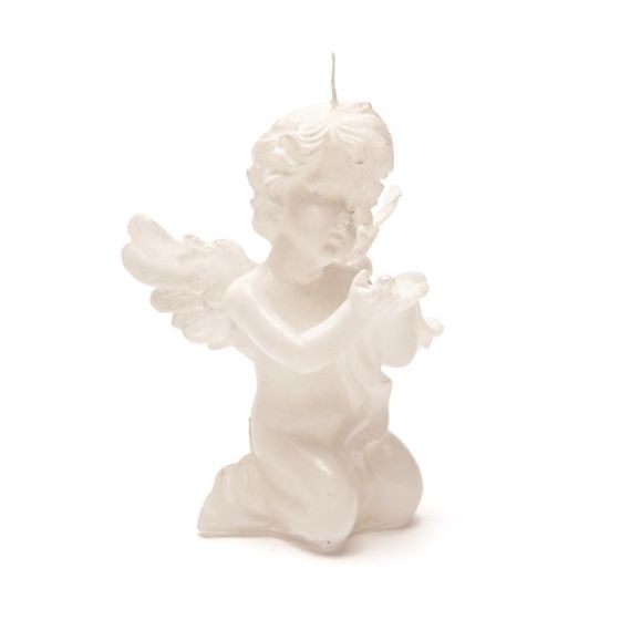 CANDLE ANGEL KNEELING WITH PEARL PEARLY WHITE