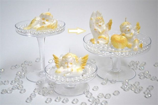 CANDLE ANGEL WITH HAND GOLD GLITTER