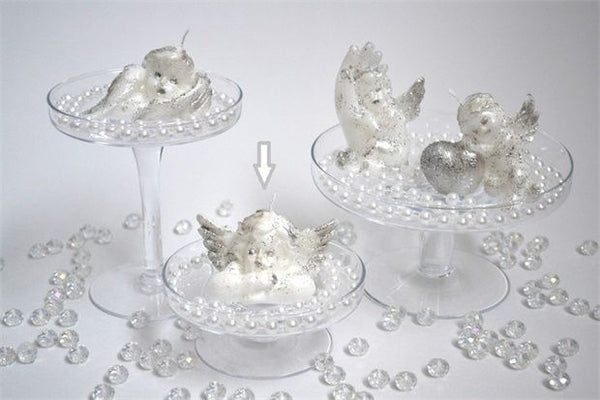 CANDLE RAPHAEL ANGEL SILVER GLITTER