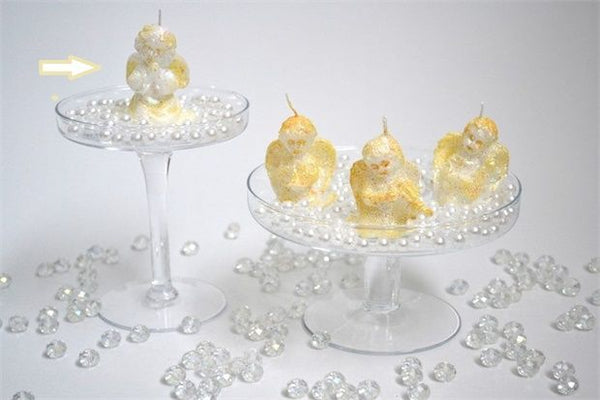 CANDLE MUSICAL ANGEL WITH MANDOLIN GOLD GLITTER