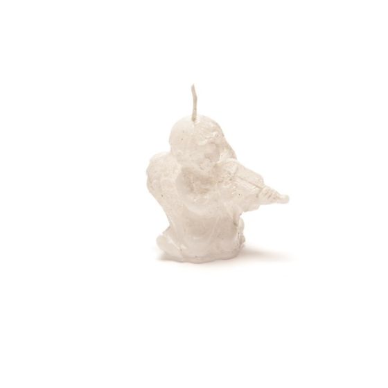 CANDLE MUSICAL ANGEL WITH VIOLIN PEARLY WHITE