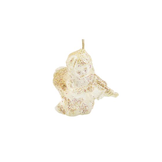 CANDLE MUSICAL ANGEL WITH VIOLIN GOLD GLITTER