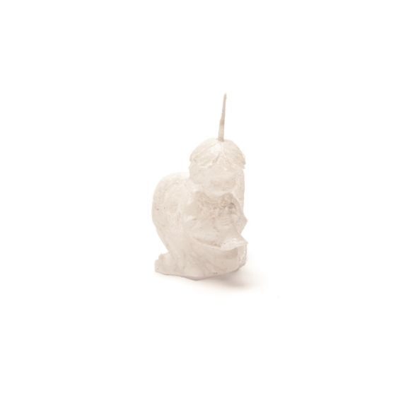 CANDLE MUSICAL ANGEL WITH TRUMPET PEARLY WHITE