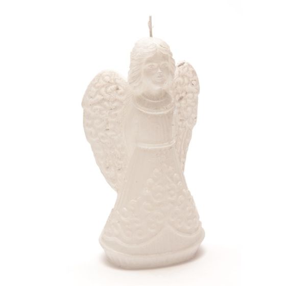 CANDLE LARGE ANGEL PEARLY WHITE