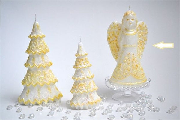 CANDLE LARGE ANGEL GOLD GLITTER