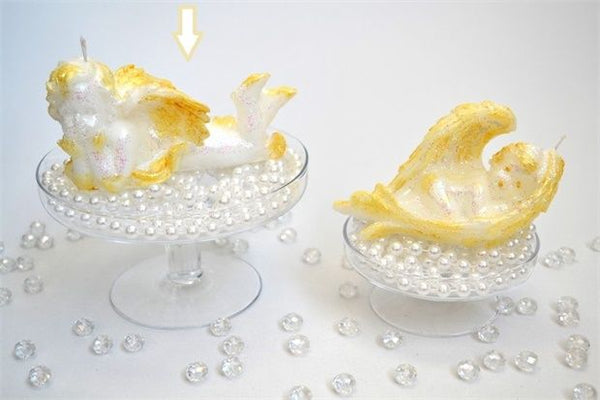 CANDLE LYING DOWN ANGEL GOLD GLITTER