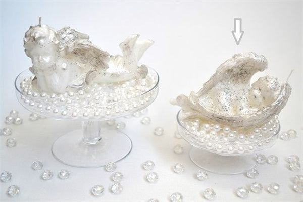 CANDLE SLEEPING ANGEL SILVER GLITTER