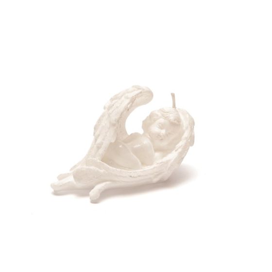 CANDLE SLEEPING ANGEL PEARLY WHITE