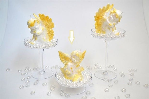 CANDLE ANGEL WITH BIBLE GOLD GLITTER