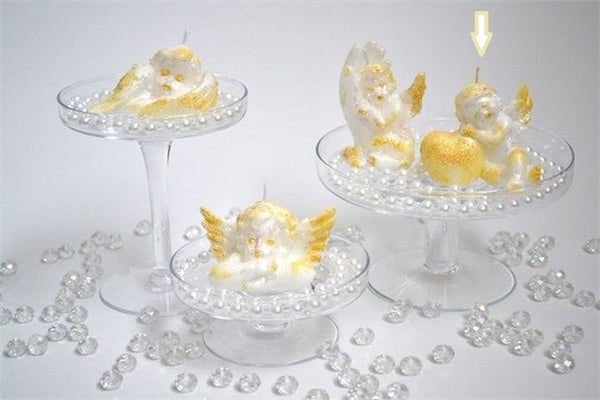 CANDLE ANGEL WITH HEART GOLD GLITTER