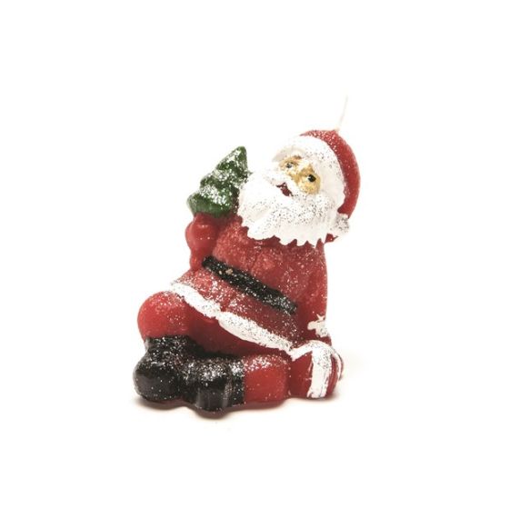 CANDLE SANTA CLAUS RED GLITTER