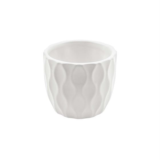 WHITE SMALL VASE WITH PLASTIC SAUCER