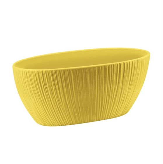 VAS TUBULAR CERAMIC STRIAT MIC GALBEN