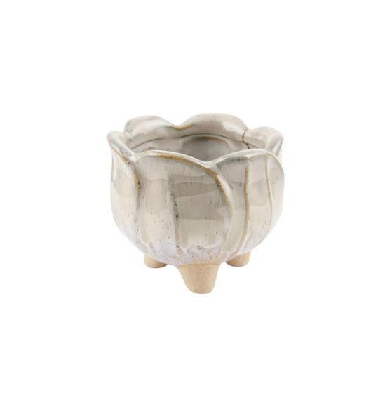 SMALL VASE WITH LEGS CERAMIC IVORY