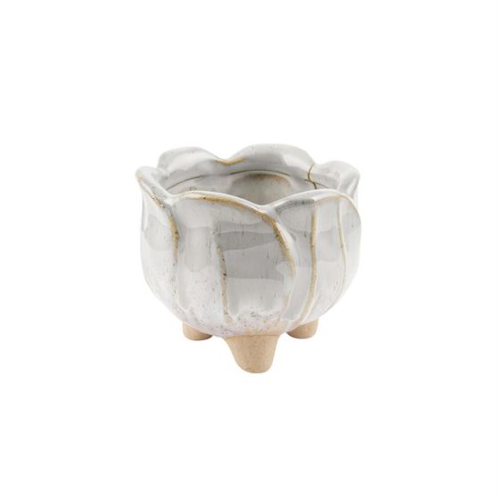 SMALL VASE WITH LEGS CERAMIC WHITE