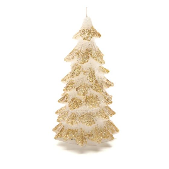 CANDLE CHRISTMAS TREE 1 LARGE GOLD GLITTER