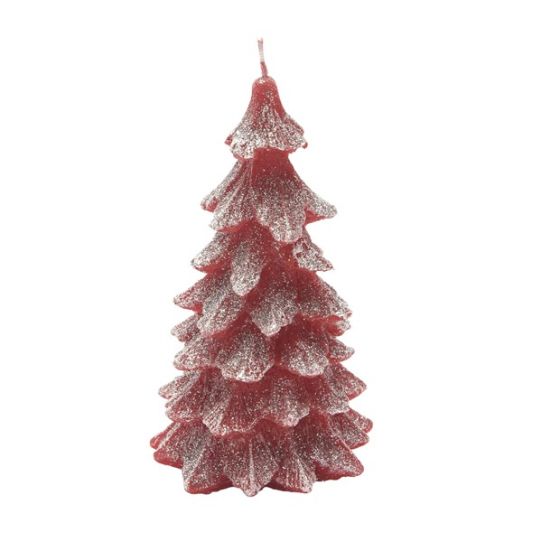 CANDLE CHRISTMAS TREE 1 LARGE RED GLITTER