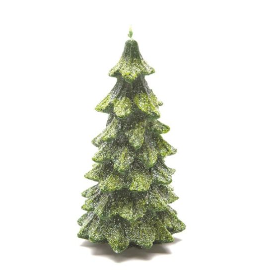 CANDLE CHRISTMAS TREE 1 LARGE GREEN/GREEN GLITTER