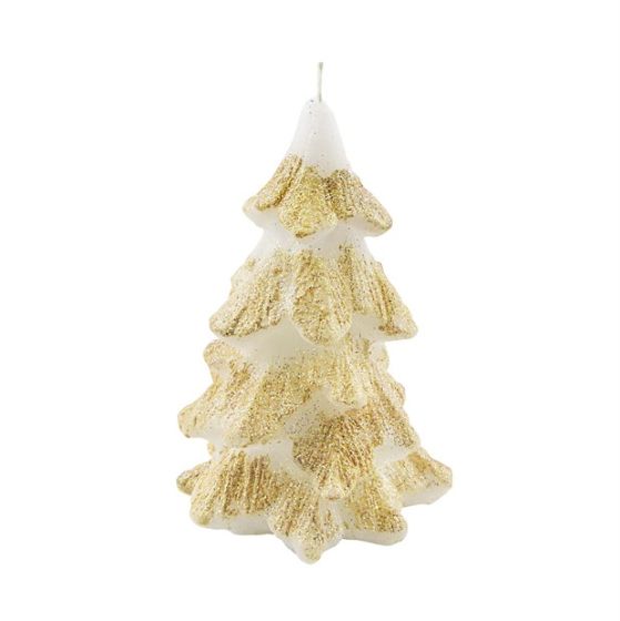 CANDLE CHRISTMAS TREE 1 SMALL GOLD GLITTER