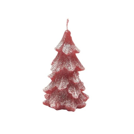 CANDLE CHRISTMAS TREE 1 SMALL RED GLITTER