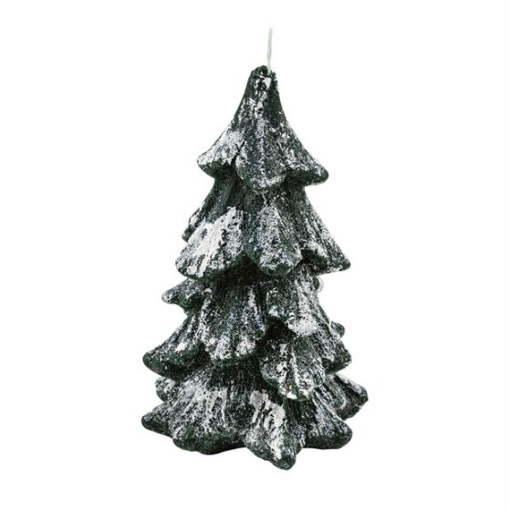 CANDLE CHRISTMAS TREE 1 SMALL GREEN/GREEN GLITTER