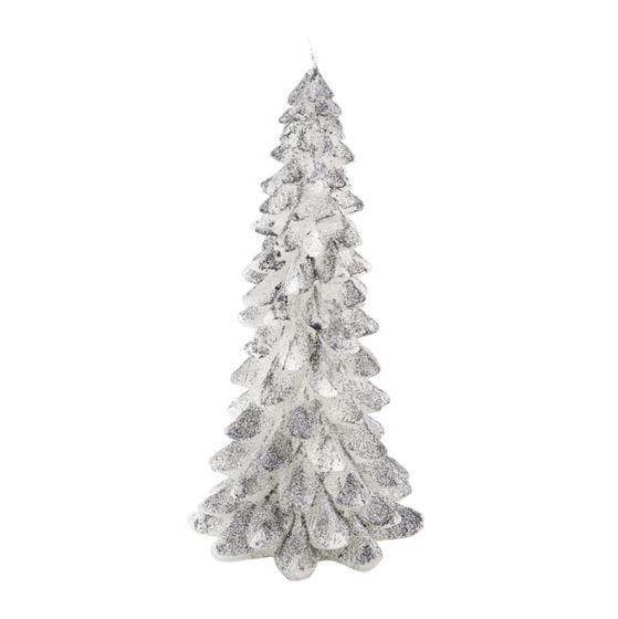 CANDLE CHRISTMAS TREE 2 SILVER GLITTER