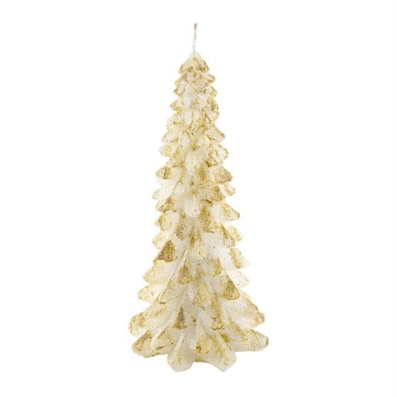 CANDLE CHRISTMAS TREE 2 GOLD GLITTER