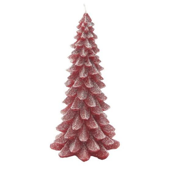 CANDLE CHRISTMAS TREE 2 RED GLITTER