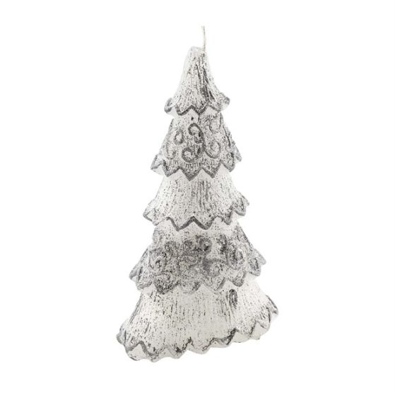 CANDLE CHRISTMAS TREE 3 LARGE SILVER GLITTER
