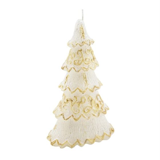 CANDLE CHRISTMAS TREE 3 LARGE GOLD GLITTER