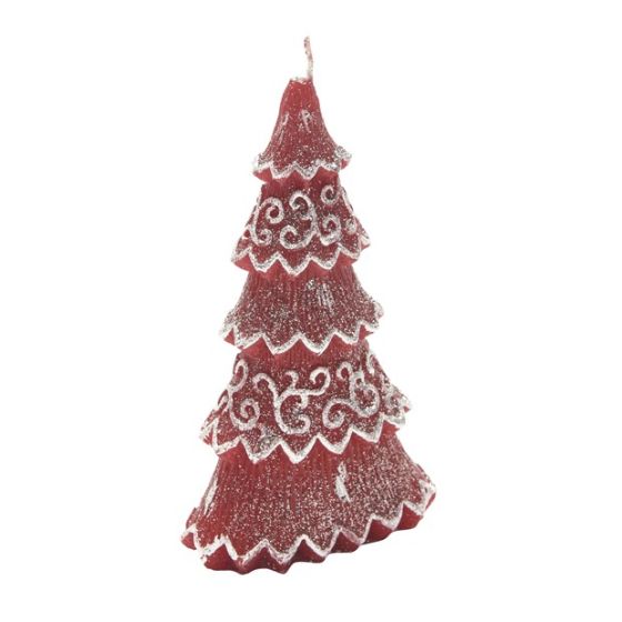 CANDLE CHRISTMAS TREE 3 LARGE RED GLITTER