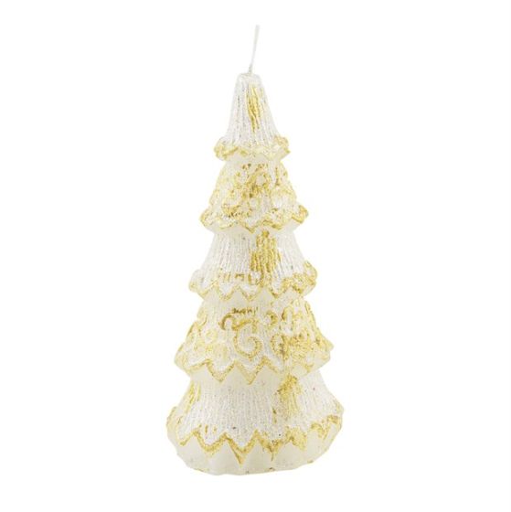 CANDLE CHRISTMAS TREE 3 SMALL GOLD GLITTER