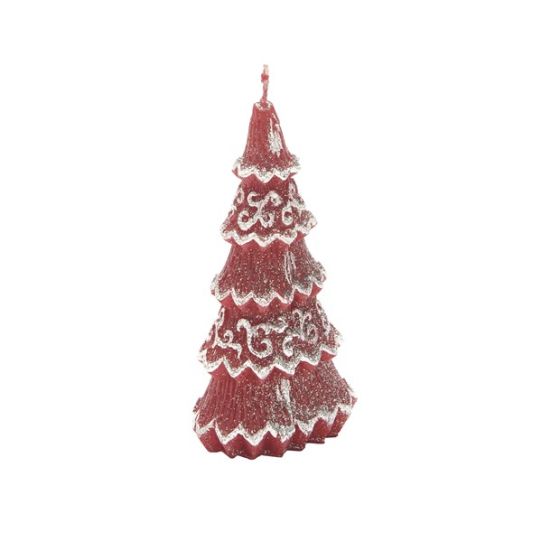 CANDLE CHRISTMAS TREE 3 SMALL RED GLITTER