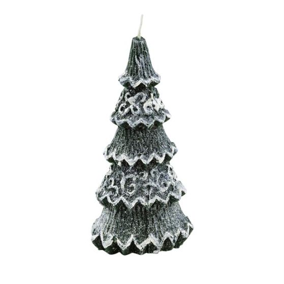 CANDLE CHRISTMAS TREE 3 SMALL GREEN/GREEN GLITTER