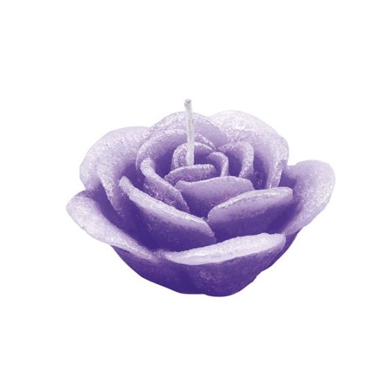 CANDLE ROSE 1 PEARLY LILAC