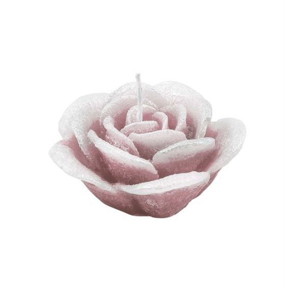 CANDLE ROSE 1 PEARLY ANTIQUE PINK