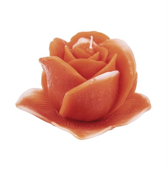 CANDLE VIRGIN BUD WITH PLATE ORANGE