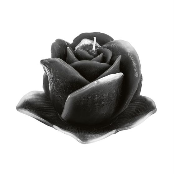 CANDLE VIRGIN BUD WITH PLATE BLACK