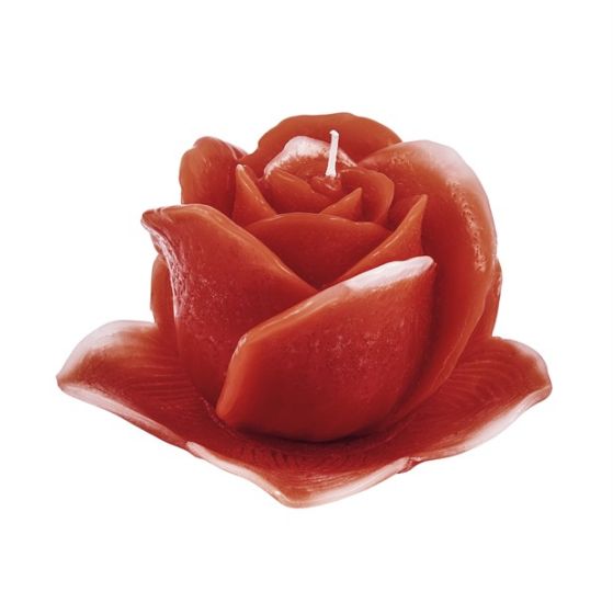 CANDLE VIRGIN BUD WITH PLATE RED