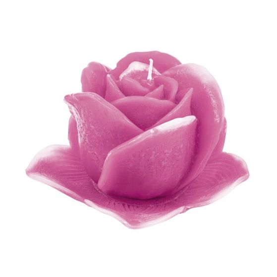 CANDLE VIRGIN BUD WITH PLATE PINK