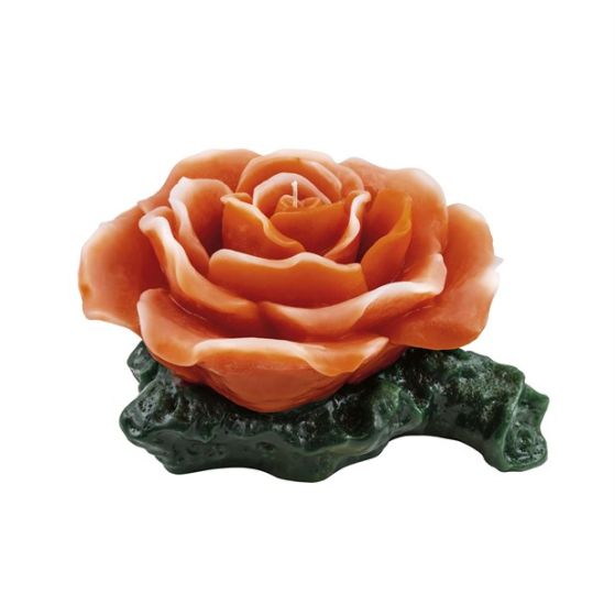 CANDLE ROSE WITH STEM ORANGE