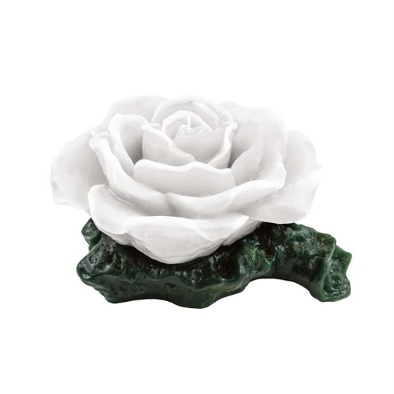 CANDLE ROSE WITH STEM WHITE