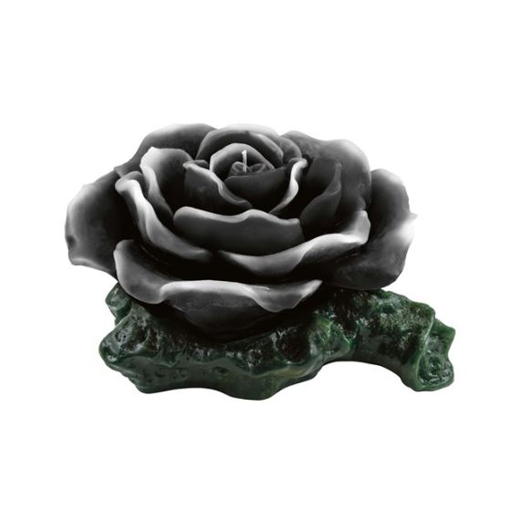 CANDLE ROSE WITH STEM BLACK