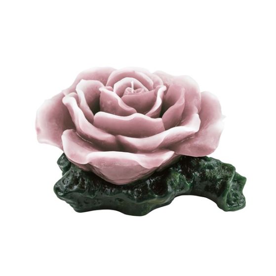 CANDLE ROSE WITH STEM ANTIQUE PINK