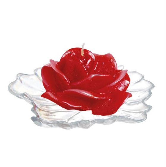 CANDLE CANDID ROSE LACQUERED RED WITH EF-54