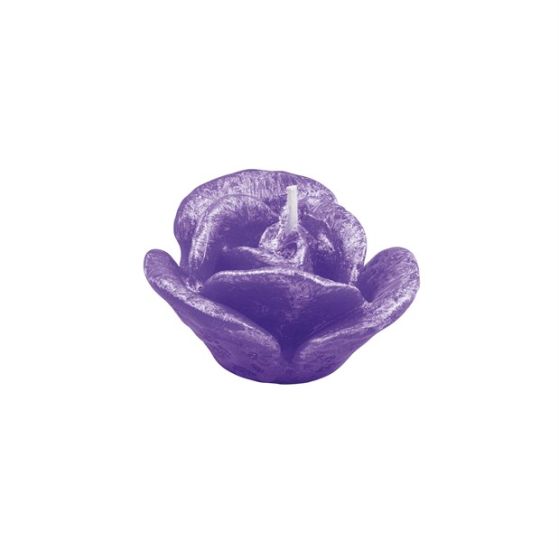 LUMÂNARE TRANDAFIR CU TREI PETALE LILIAC PERLAT