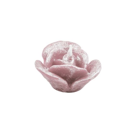 CANDLE THREE-PETAL ROSE PEARLY ANTIQUE PINK